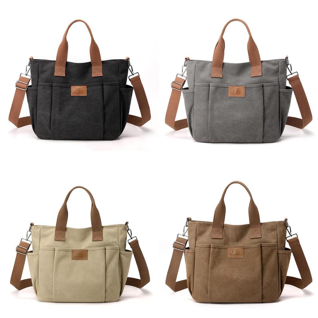 Canvas Tote Bag For Women With Zipper Pocket And Dual Straps For Daily Use