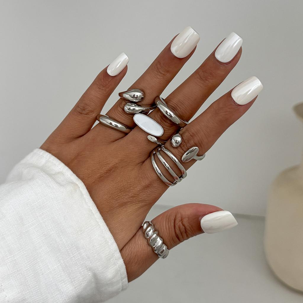 Irregular Exaggerated Punk Retro Ring Set Boho Hollow Out Jewelry Gifts Accessories for Woman Girl Geometric Metal Opening Rings Gold Silver Color