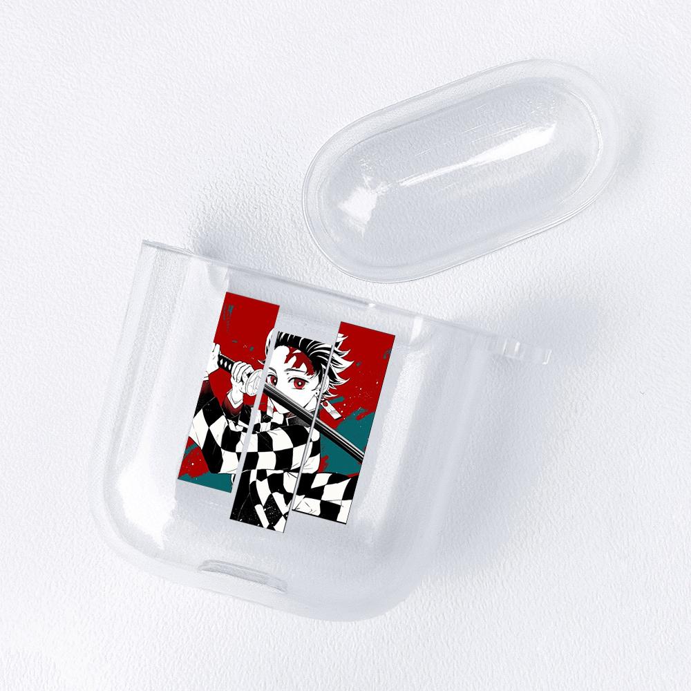 Demon Slayer Nezuko Zenitsu Tanjirou Transparent Airpods-veske for Funda Airpods 2/1-deksel Kimetsu No Yaiba Soft TPU-veske Coque