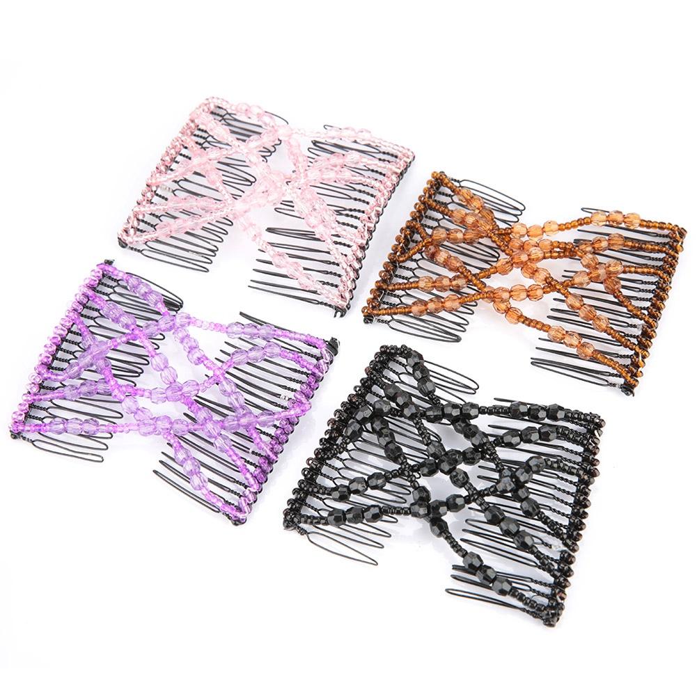 Magic Hair Comb Clip Beads Stretchy Double Comb Hair Disk