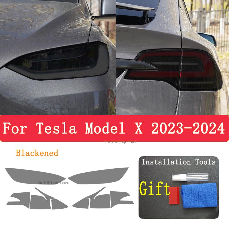 For TESLA Model X  2024 Car Exterior Headlight Anti-scratch Front Lamp Tint TPU Protective Film Repair Accessories