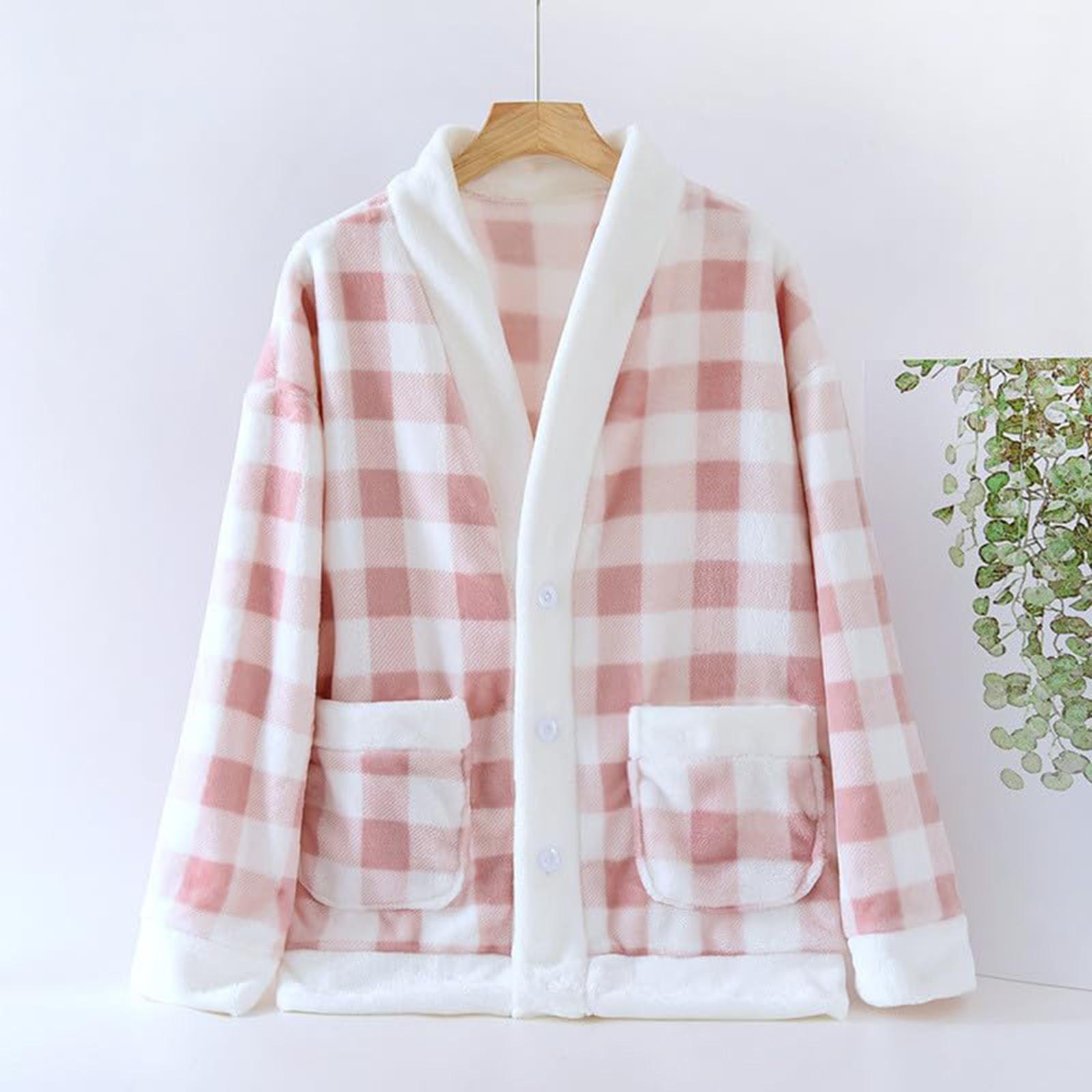 

Женский модный кардиган с V-образным вырезом и длинными рукавами, фланелевая теплая куртка для сна XL белый