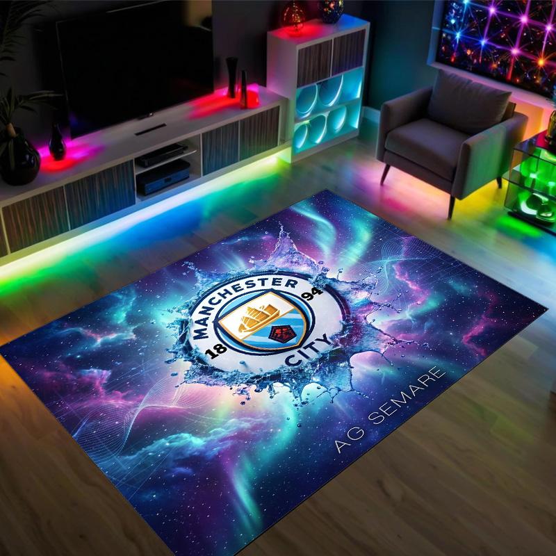 Manchester City Design Crystal Velvet Carpet Cozy Non?Slip Printed Rug For Bedroom Living Room Entrance