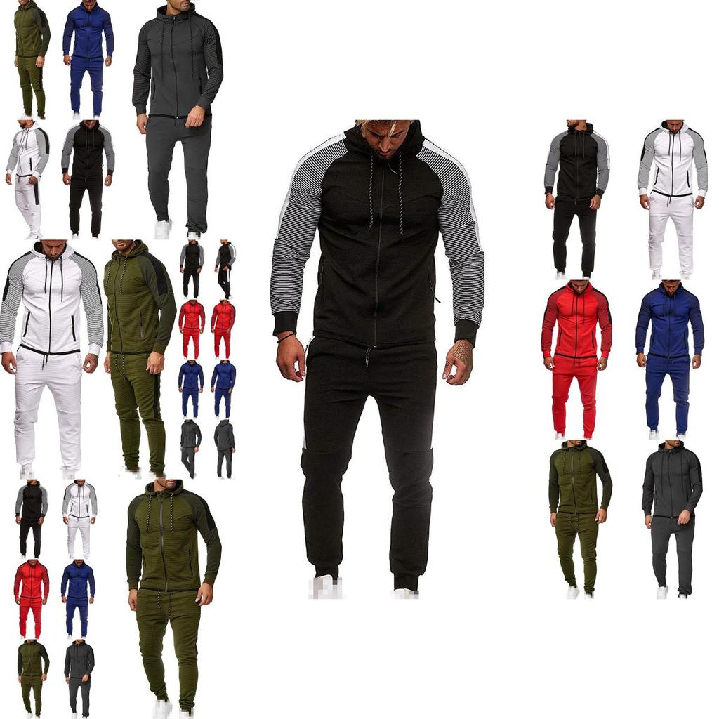 Classic Men Tracksuit Set With Hooded Pullover And Adjustable Jogging Pants
