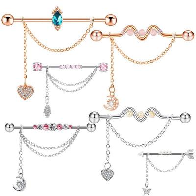 Pendant Punk Style Ear Bone Stud Industrial Barbell Earring Cartilage Stud Earrings Long Ear Stud