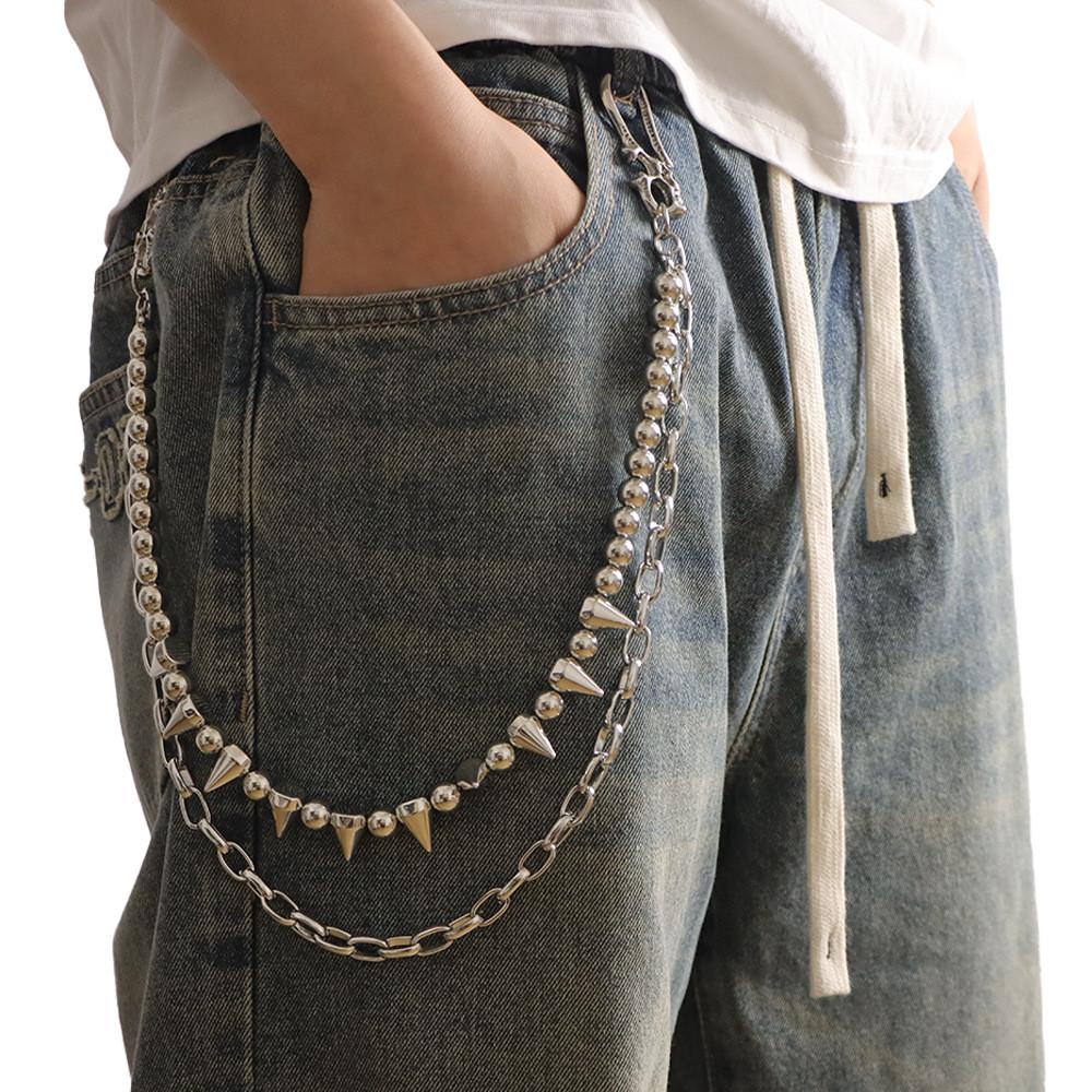 

Hip Hop Skull Belt Chain With Metal Double Layer Hook For Men Women Summer Style білий