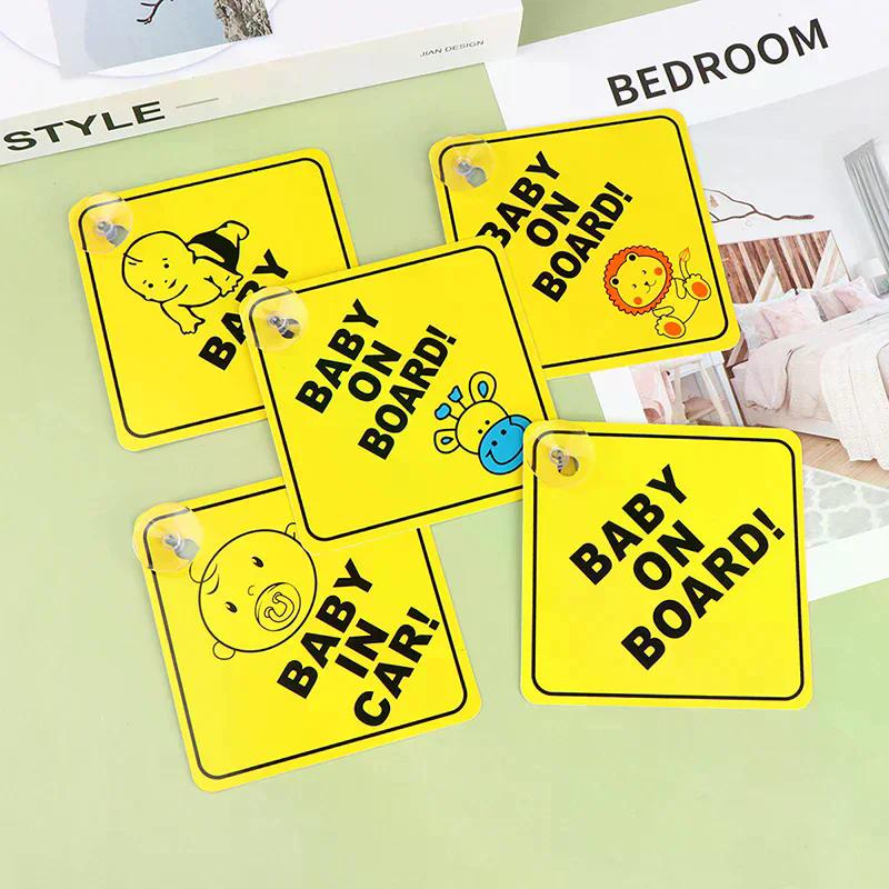 1Pcs Baby On Board Safety Sticker For Car Window Funny Yellow Warning Sign Decal Driving Accessories Removable Car Sticker