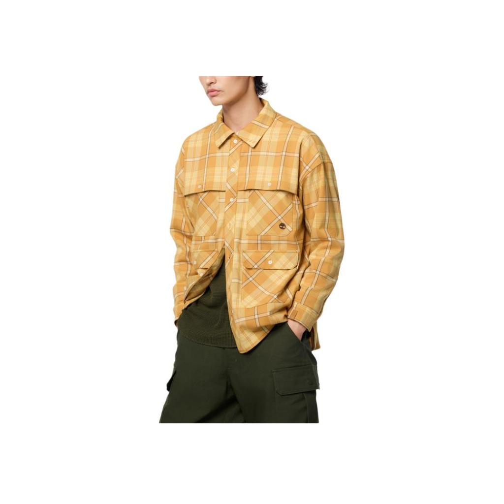 Timberland Plaid Print Single-Breasted Long Sleeve Shirt Men shirts Yellow TB0A6FZ77631