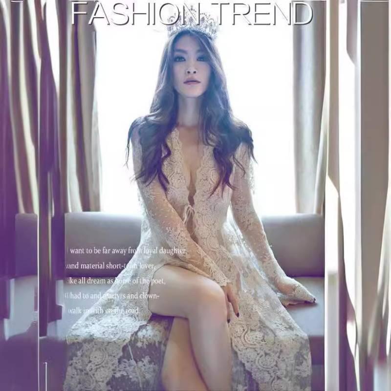 Long Dress With Lace Embroidery For Beach Vacation And Casual Wear