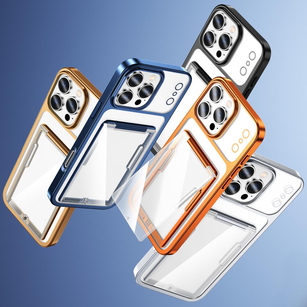 For IP16PROMAX Card Holder Holder Mobile Phone Case IP15PROMAX Instantly Changes To 17 Electroplated All-inclusive PC Protective Case