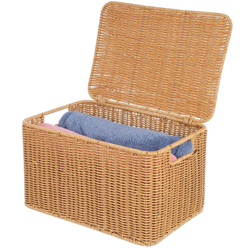 Woven Storage Basket Snack Containers Sundry Receiving Drawer with Lid Clothes Iron Frame Pp Rattan Multi-function Clothing
