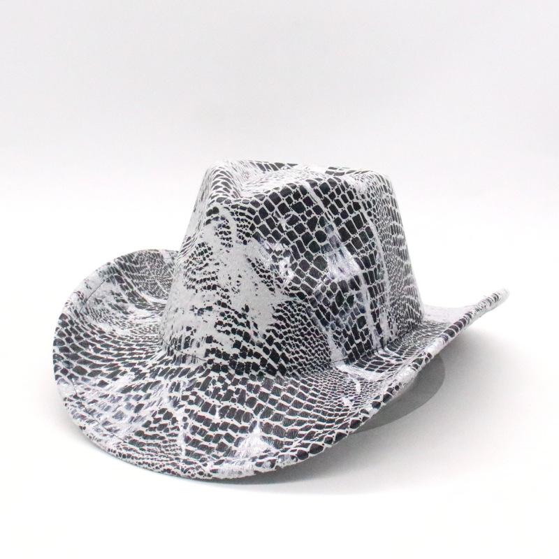 Party Prom Hat Halloween Party Snakeskin Symphony Cowboy Hat, Composite Pearlescent Cowboy Hat, Western Fantasy Bride Price