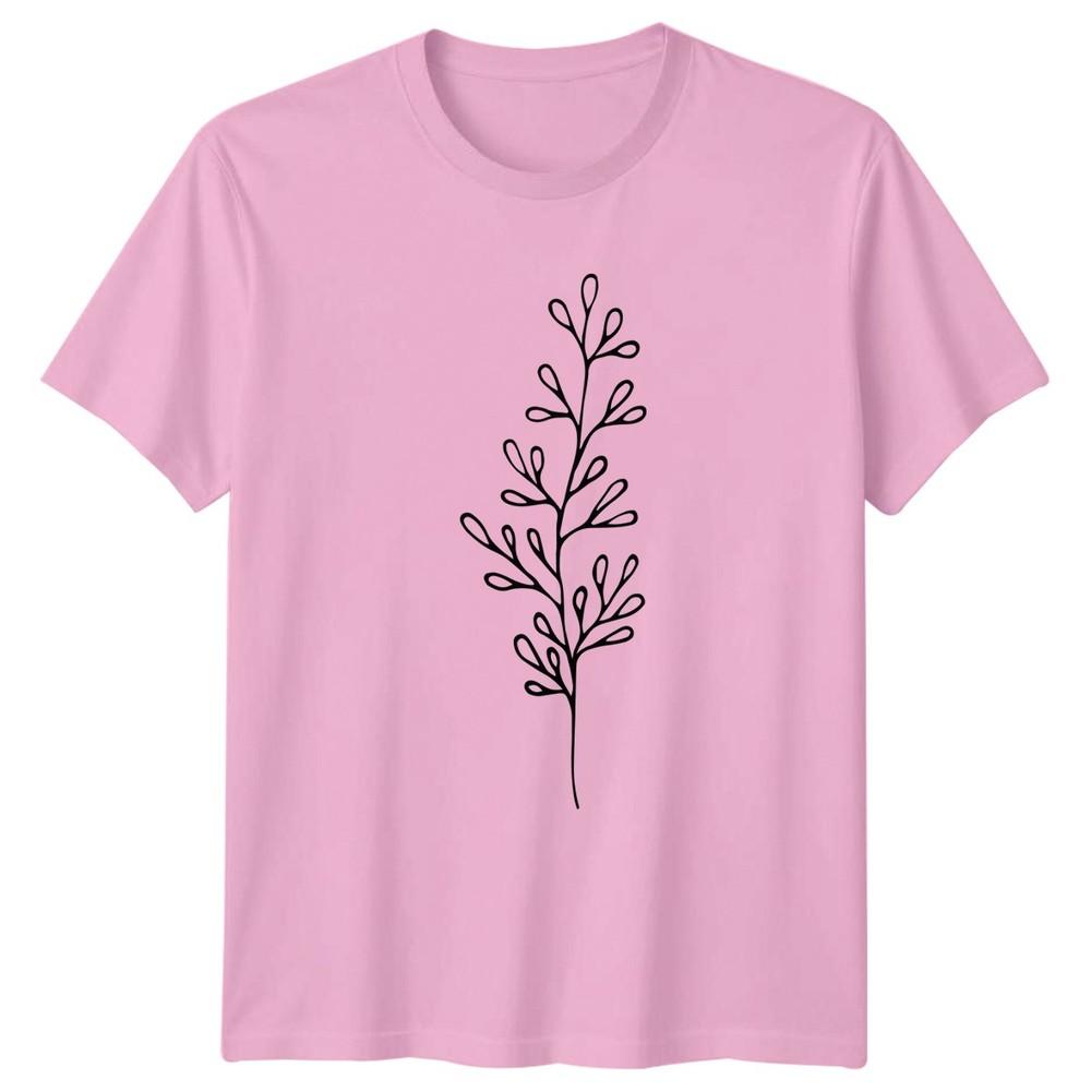 Minimalist Boho Style Botanical Foliage TShirt Line Art Nature Christmas