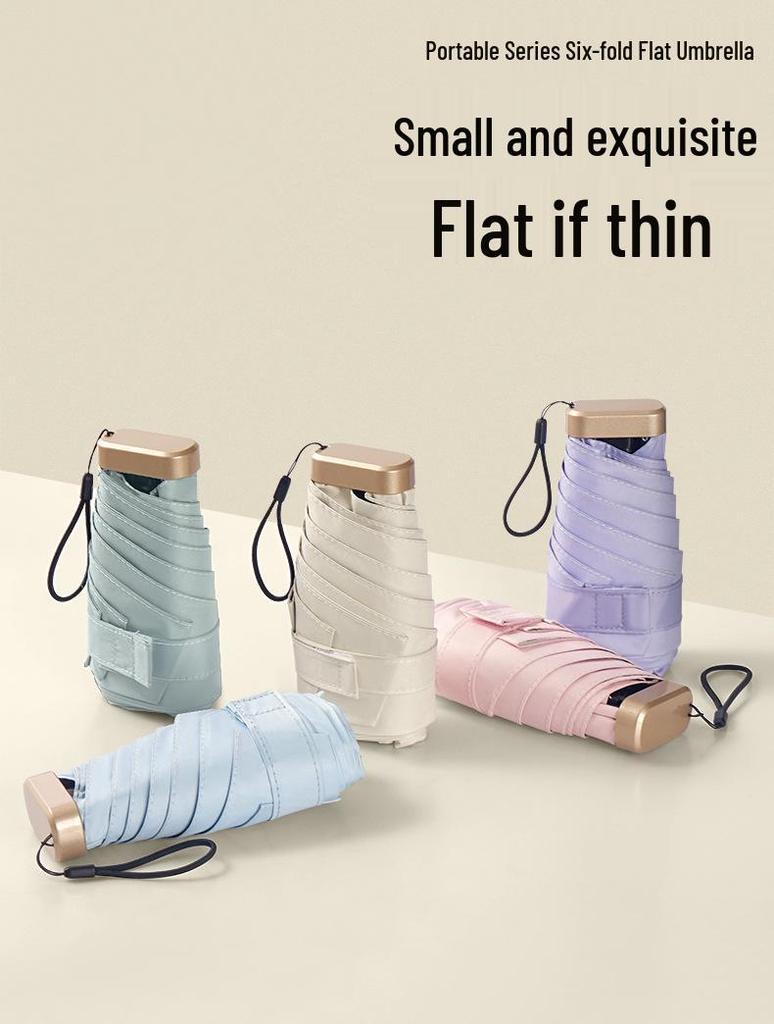 40% Rabatt Damen Leichter Schwarzer Kleber Sonnenschirm: Verdicktes, Kompaktes Fünffach-Design, Kundenspezifisches Logo verfügbar.