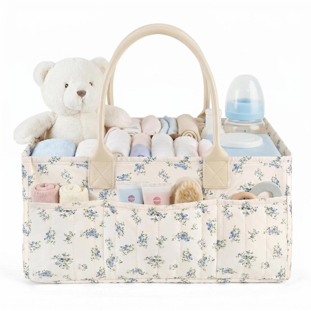 Large Capacity Nursery Storage Basket Portable Diaper Bag Gift for Baby Shower