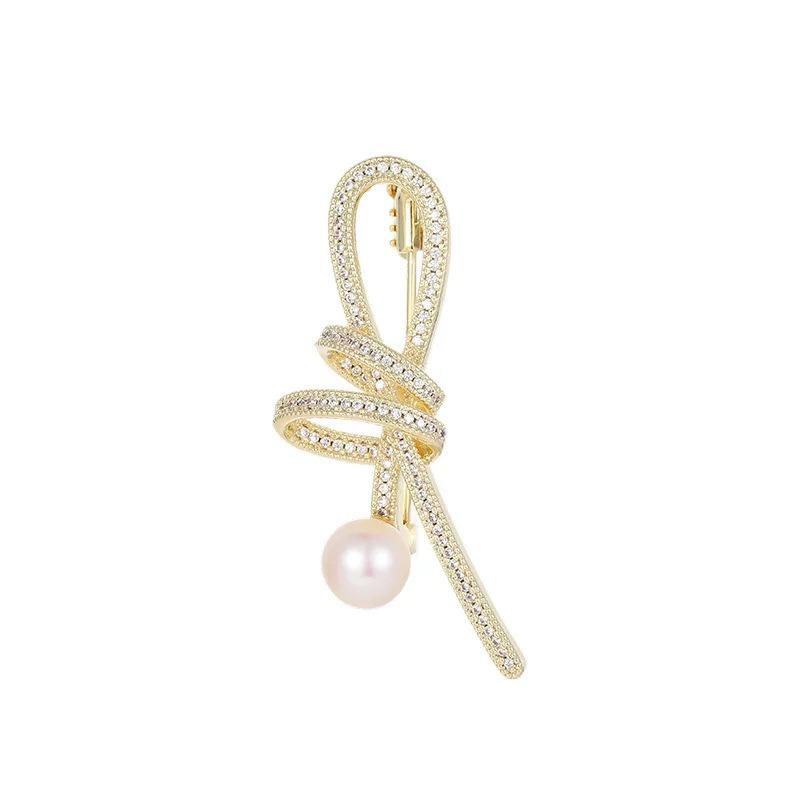 Luxury Semi-luxurious Ribbon Knot Brooch, High-end Women's Elegant Pearl Corsage, Design with A Touch of Uniqueness, Special Pin