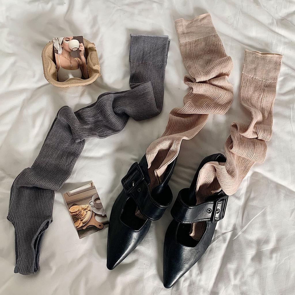 Summer Thin Socks Y2K Girls Sweet Lolita Long Socks Stocking Korea Style Ruffles Knee Socks Stockings Ballet Long Stockings