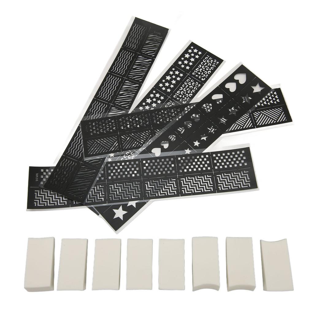 Nail Art Printing Template Professional 3D DIY Decoration Hollow Stickers Nails Soft Sponges