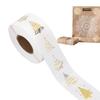 500 Sheets/roll Christmas Stickers Bulk Gold Foil Tree Labels 2.5cm/1-Inch Adhesive Transparent Gold Foil Holiday Stickers Roll