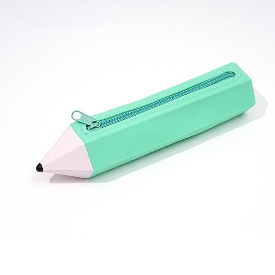 Pencil Case Large Capacity Pencil-Shaped Silicone Pencil Case for Students Zippered Stationery Storage Bag Multifunctional Travel Cosmetic Bag for