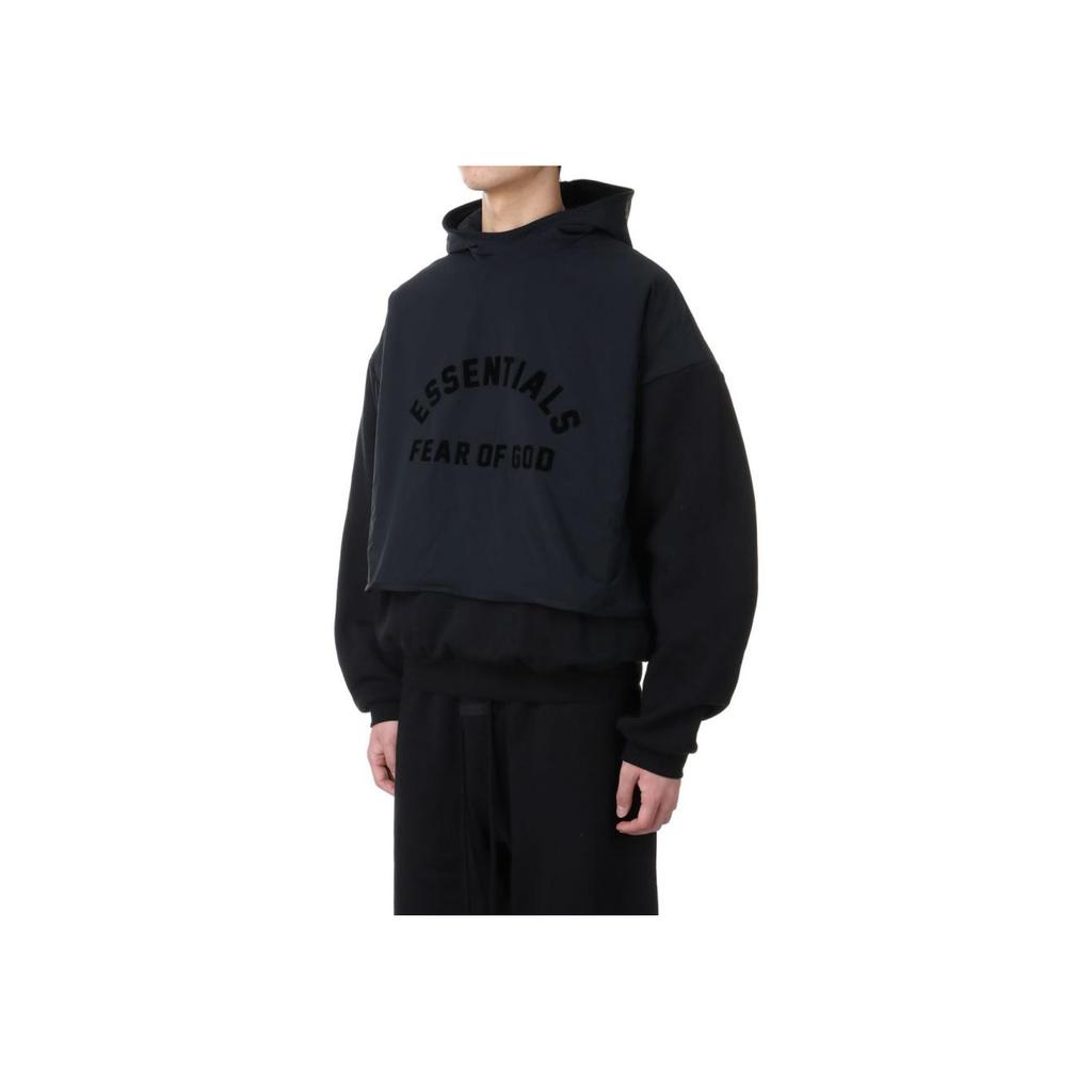 Fear of God Pulover cu glugă din nailon Essentials Jet Black/Jet Black Topuri pentru bărbați 202SP244324F