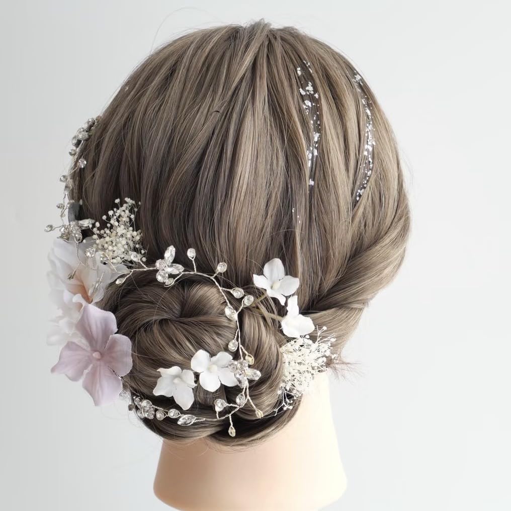 [Lomeri] Lomeri Hair Headband with Dried Flowers - Perfect for Coming-of-Age Ceremony, Graduation Ceremony, Wedding, and Hakama (Japanese traditional