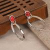 Vintage Red Green Synthetic Turquoise Hollow Circle Dangle Earrings Women Bohemian Style Silvery Plated Holiday Jewelry