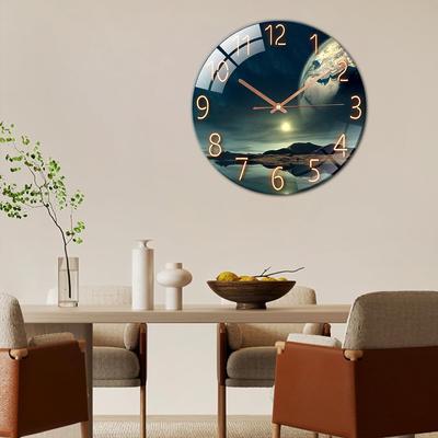 Digital Wall Clock with Low Noise, 30cm/12inch Seaside Wonders Wall Clock Quartz Clock Quiet Silent Simple Clock for Home Decor Children Room