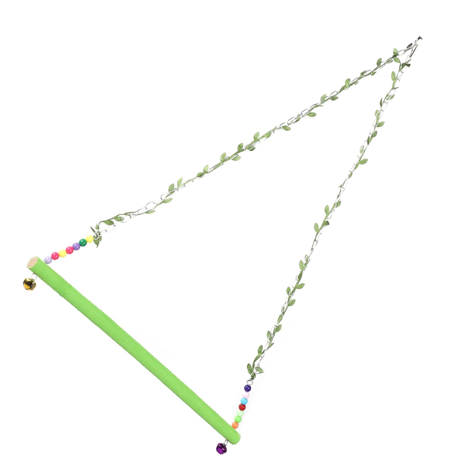 

Chicken Parrot Large Bird Pet Swing Green Hanging Wooden Toy Playing with Artificial Leaf