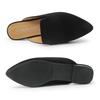 Günlük Düz Yazlık Terlikler Slaytlar Loafer'lar Kadın Mule Sivri Burun Düz Slaytlar Siyah Yumuşak Deri Ayakkabılar Mules Terlikler