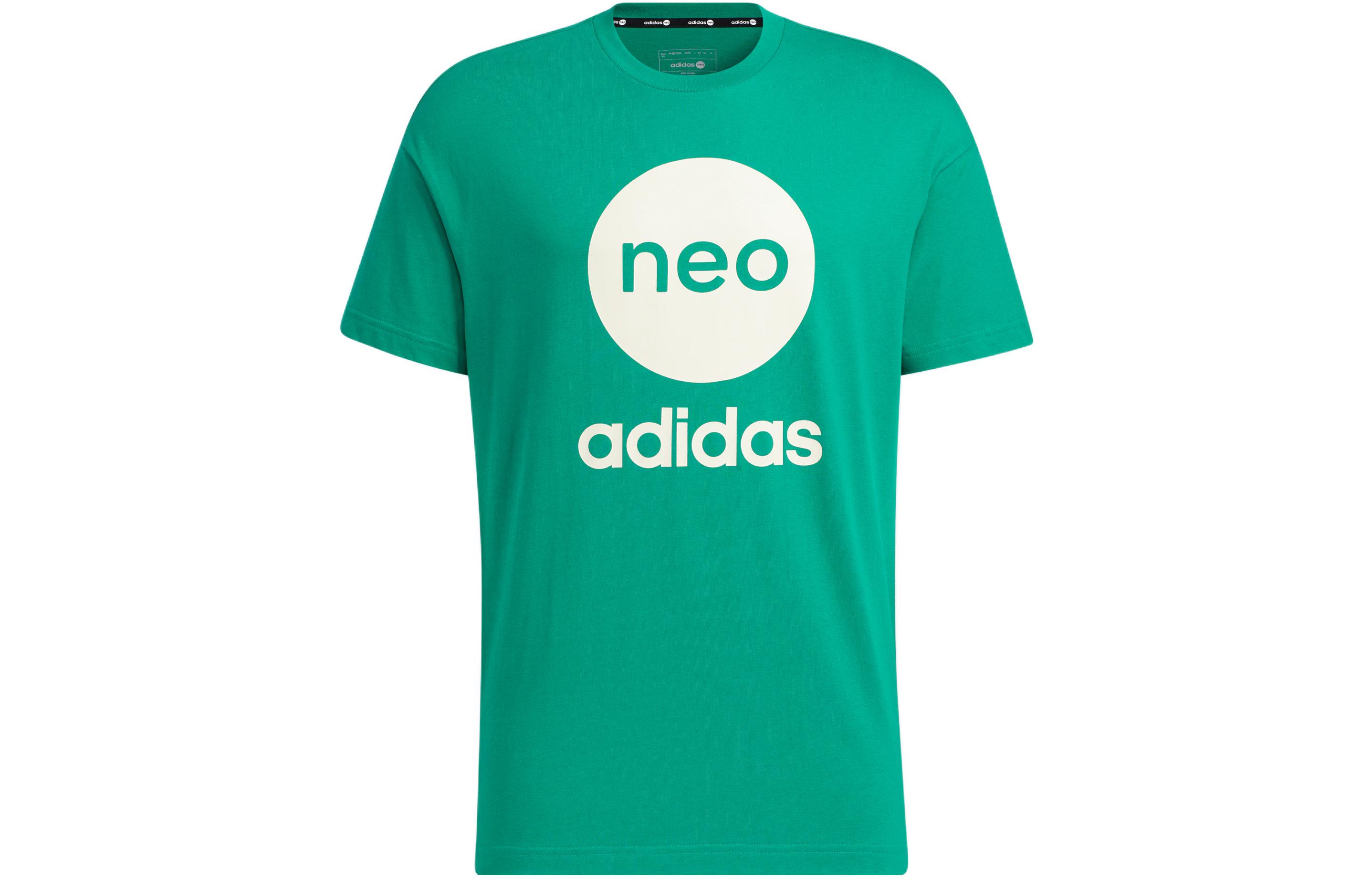 Adidas Neo T Shirts Men s Green Crew Neck Moderate Straight Fit HM9562 M