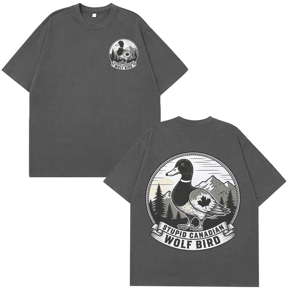 Stupido Lupo Uccello Canadese Divertente Meme Maglietta Uomo Donna Casual Cotone Oversize T-shirt Estiva Larga Vintage T-shirt Streetwear