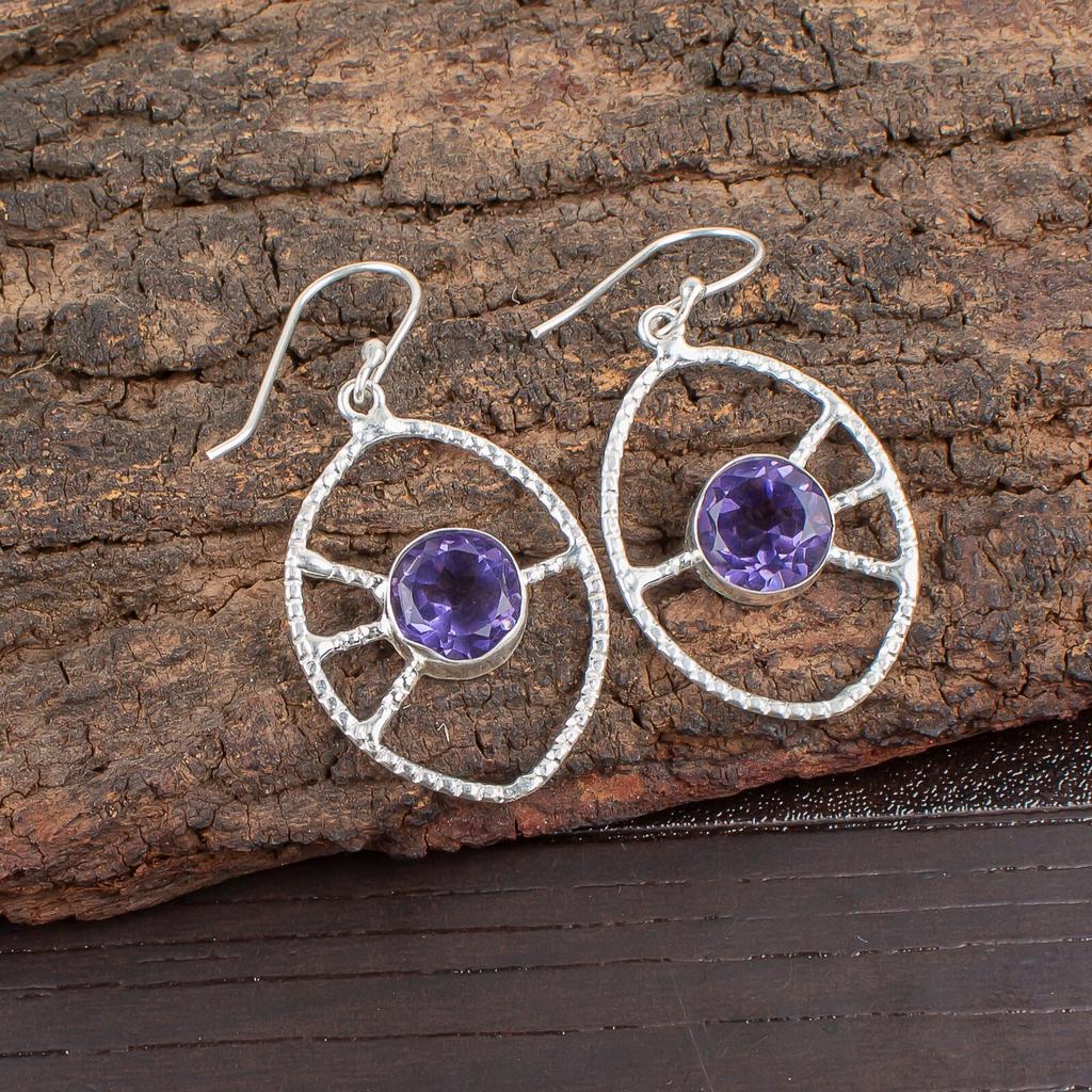 Iolite Gemstone 925 Sterling Silver Jewelry Handmade Earrings 2.00" Gift For Her EE-52-3