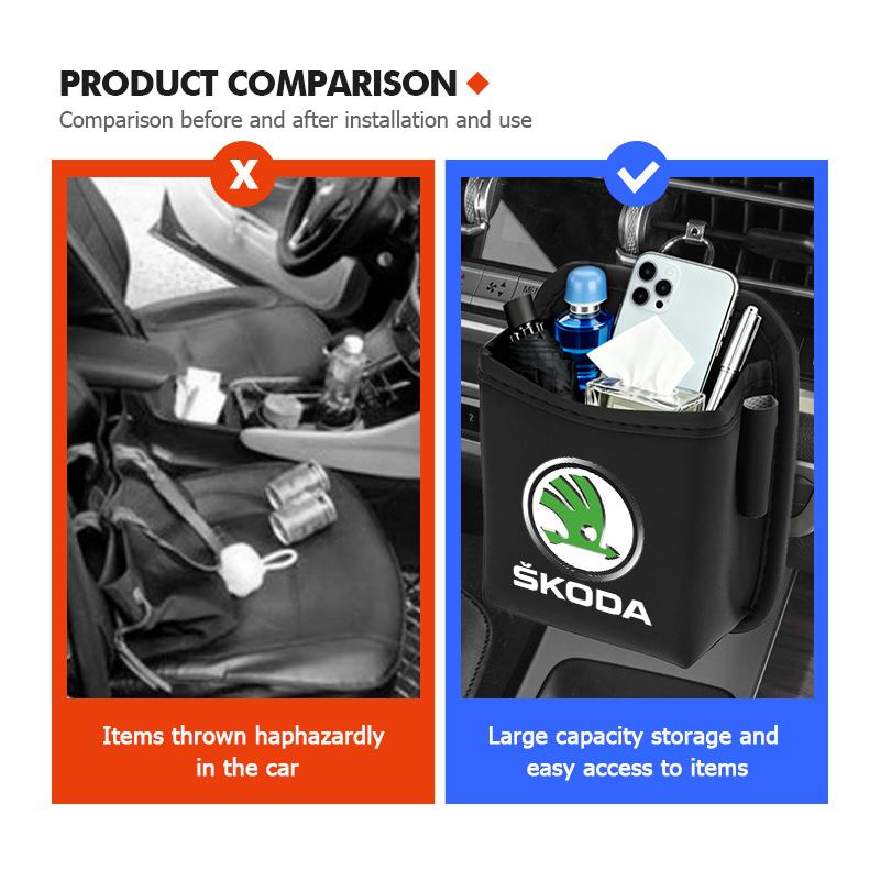 rjhwp8 Car Air Outlet Storage Box Hanging Phone Lipstick Lighter Organizer Bag Holder For Skoda Rapid Octavia Derivative Enyaq-iV