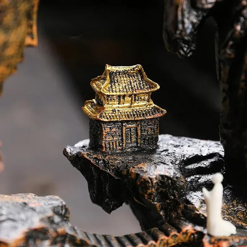 1pc, Zen Buddha Resin Ornament Landscape Waterfall Backflow Incense Burner Home Decor Censer Tea Pet (Without Incense)