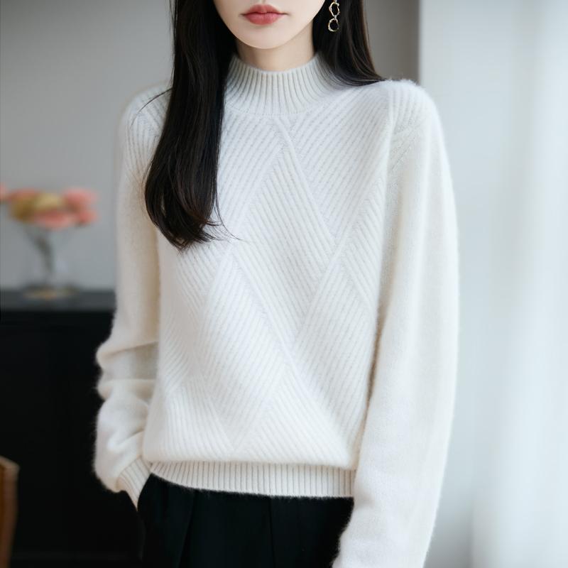 Damen Pullover 100% Wolle MODERN NEW SAGA Rollkragen Strickpullover Dicke Winterpullover Damen Strickoberteile