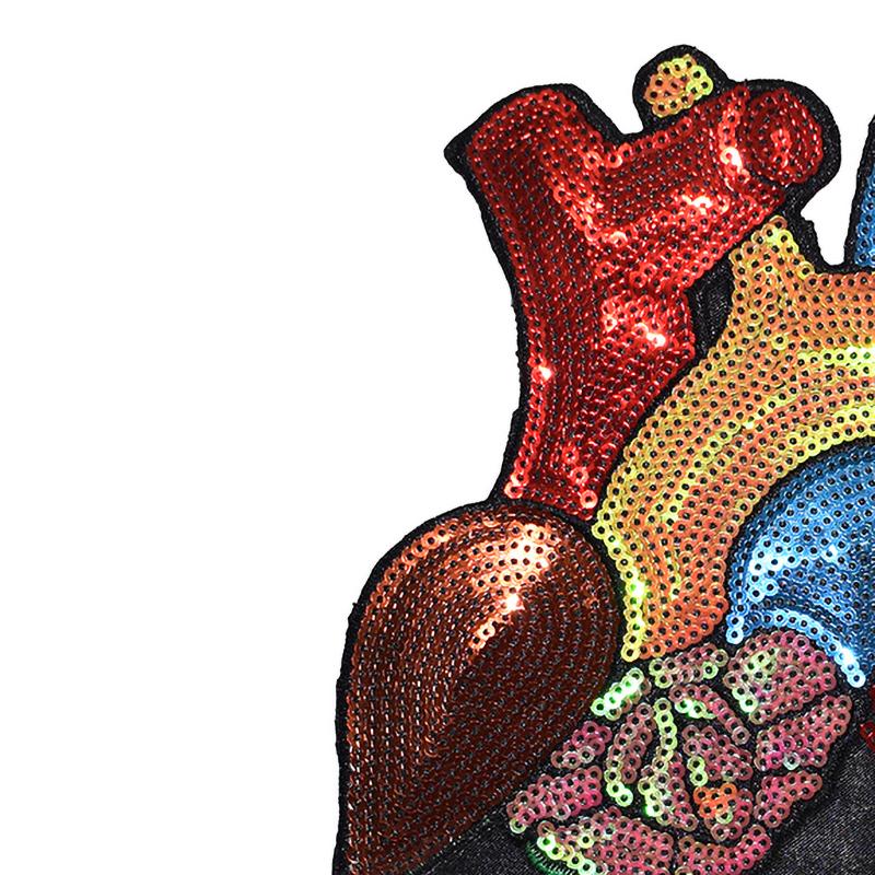 1Pcs Sequin Heart Embroidery Patch Repair Applique Clothing Decoration Accessories