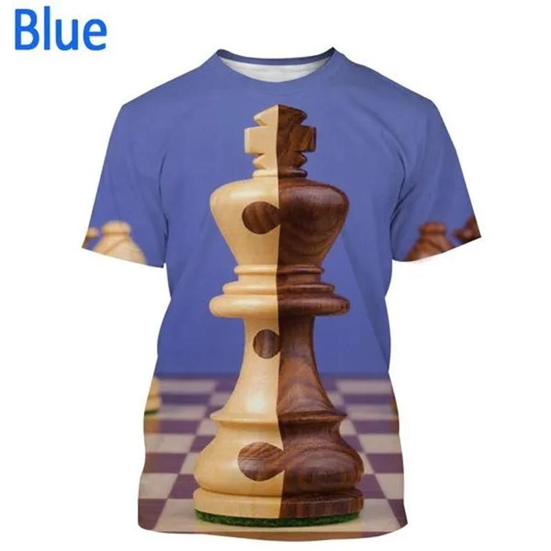 Men's 3D Chess T-shirt, Funny Graphic T-shirt, Original, Exterior, Short Sleeve, Casual, Neck, Neck, Summer Trend