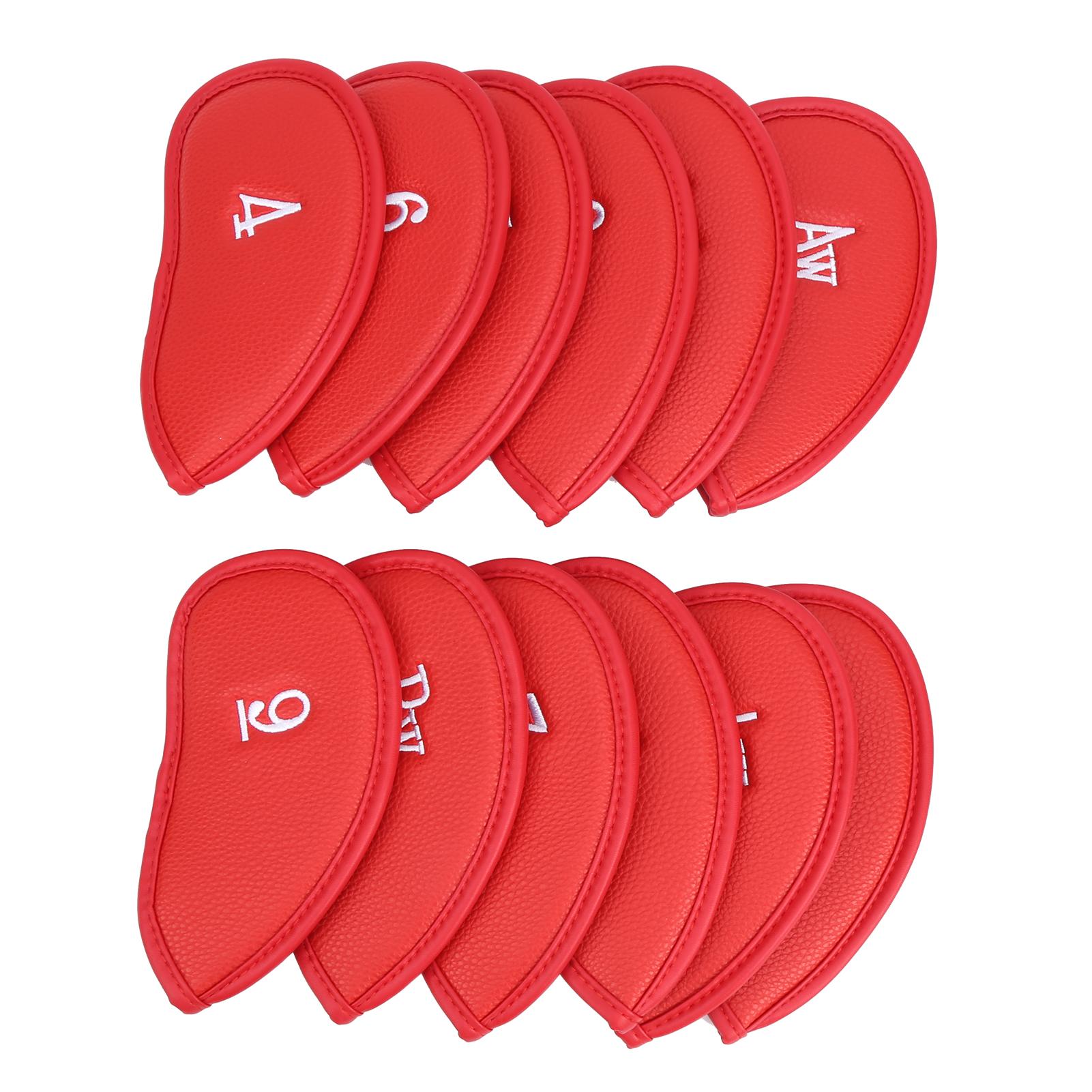 

12Pcs Bag Golf Club Iron Head Covers Waterproof Protector Golfs Headcover with Numbersred красный
