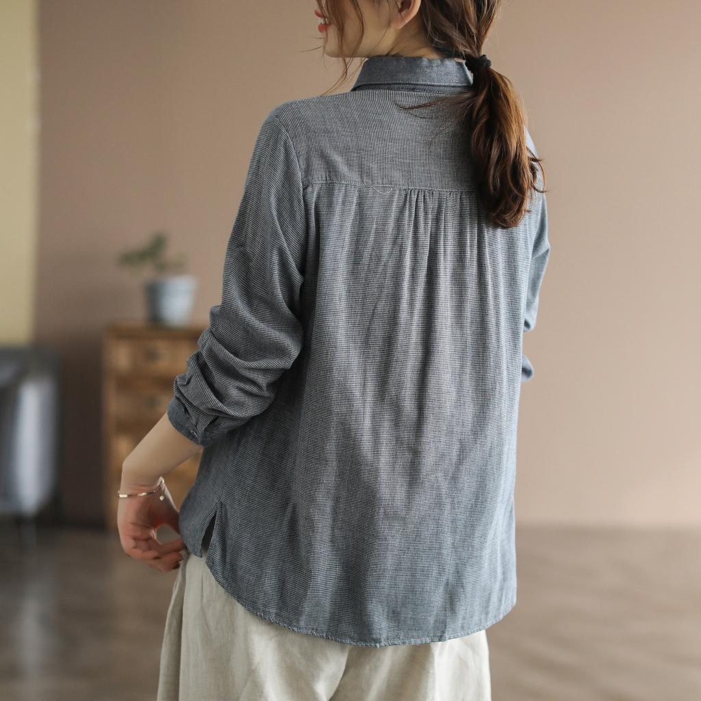 Literary and Artistic Retro Cotton and Linen Mid-length Shirt Women's Ethnic Style Embroidery Chinese Style Plate Button Top