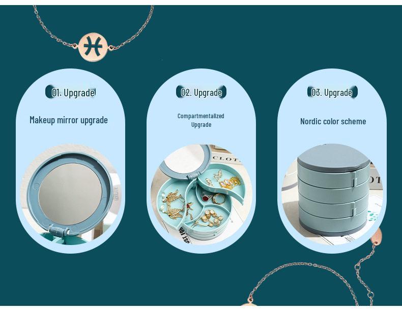 Rotating Multi-layer Jewelry Box with Mirror - Exquisite Storage for Earrings and Necklaces, Dustproof Design