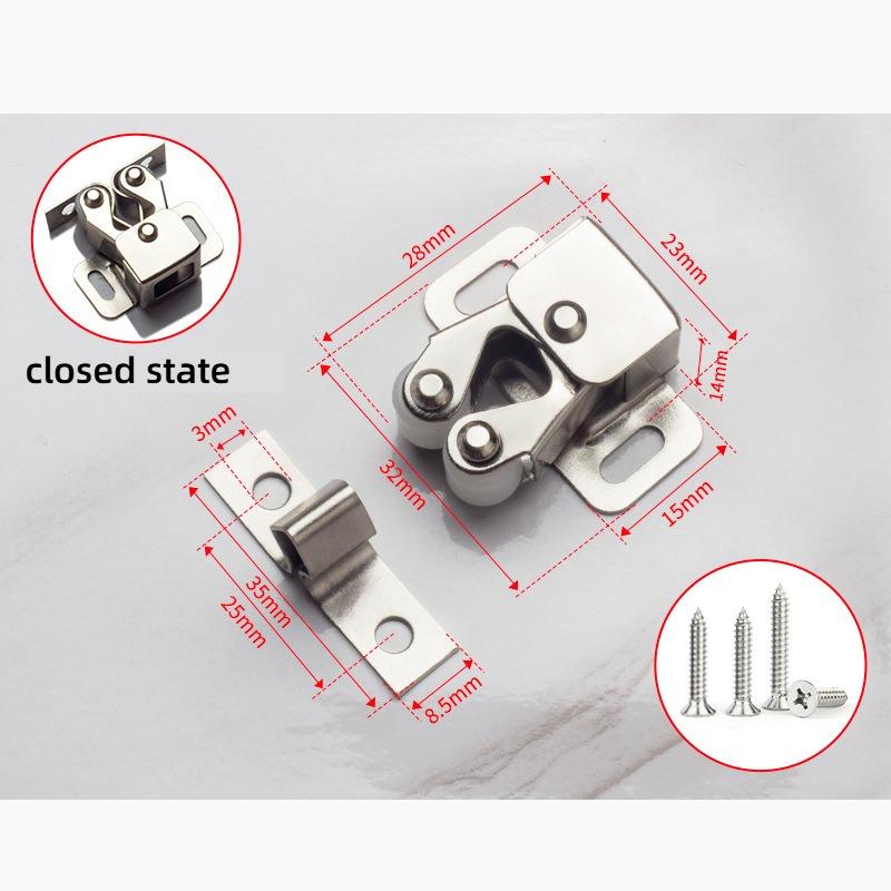 Press The Home Wardrobe Door Buckle Touch The Bead Magnetic Dual Wheel Spring Fixed Lock Buckle Low Foot Cabinet Door Buckle