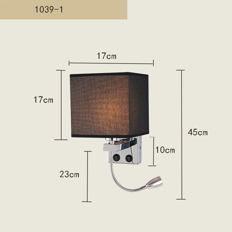 LED Wall Lamp with USB Port Charging Spotlight Fabric Wall Sconce Lighting for Hotel Bedroom Bedside Reading Decor E27