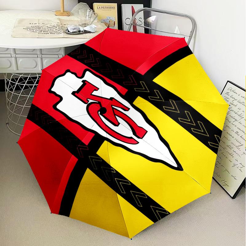 Kansas City Chiefs Logo Umbrella Folding Umbrella, Automatic Umbrella 8-Frame for Travel, Camping Use Gift for Halloween Christmas
