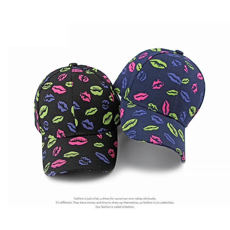 Hat Women's Lip Print Baseball Cap Outdoor Sun Protection
