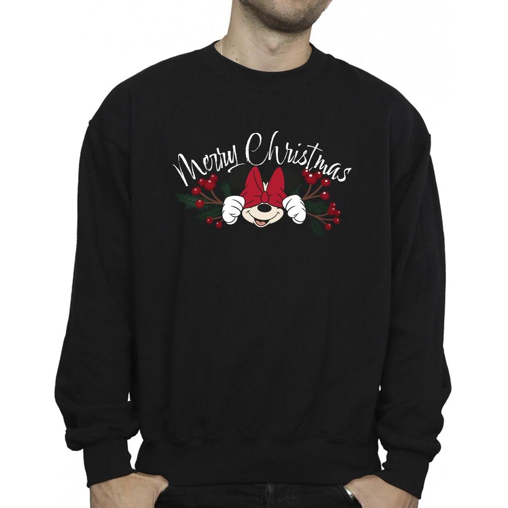 Disney Mens Minnie Mouse Christmas Holly Sweatshirt