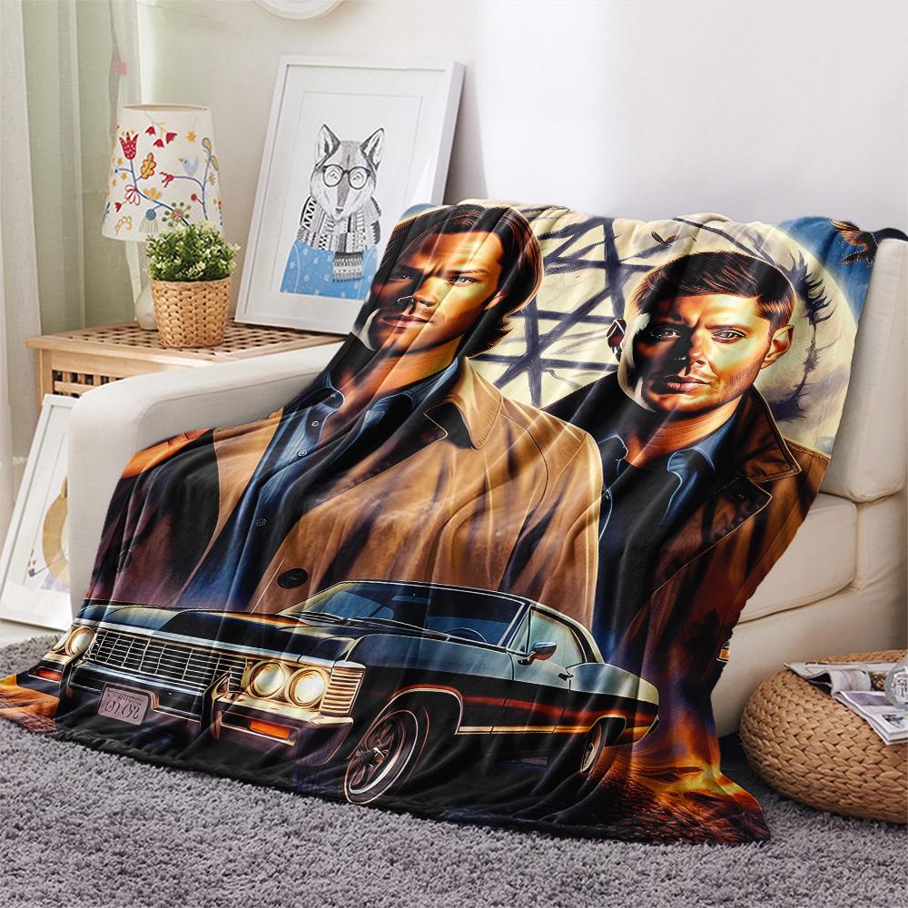 1PC Dean Winchester Print Flannel Blanket, High Quality All Seasons, Home Decor, Warmth and Comfort, Perfect for Christmas Gifts