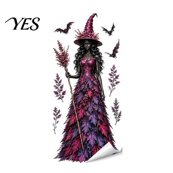 Seasonal Glass Stickers Halloween Witch/Ghost Window Clings, Removable Static Stickers, Waterproof PVC Decals, Fall Festival Ornaments Decorative for