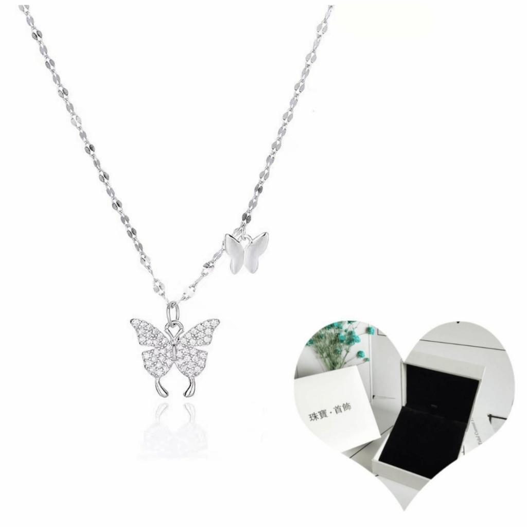 Butterfly Necklace Women'S Premium Clavicle Chain Valentine'S Day Silver 999 Accessories