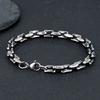 Mens Retro Grey Rectangle Chain Bracelets 7mm Stainless Steel Wristband Punk Rock Jewelry Gift for Him Boy
